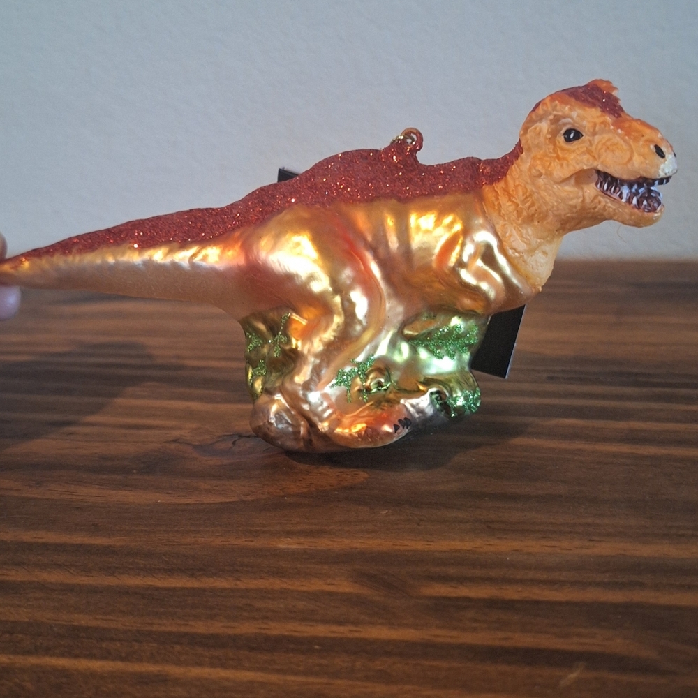 Festive Orange Dinosaur Ornament